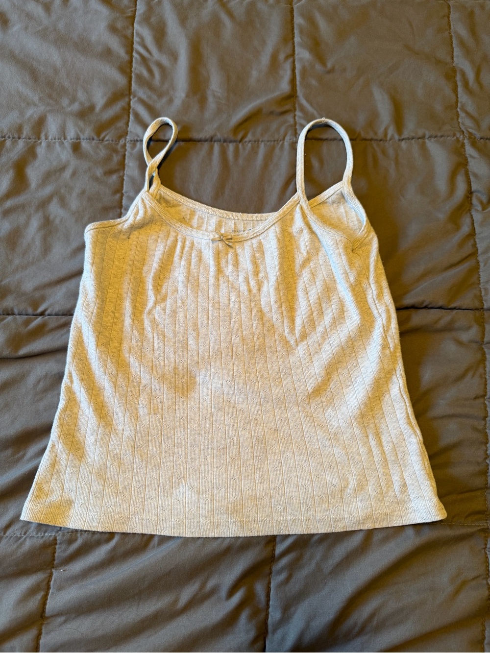 Brandy Melville Gray Ribbed Spaghetti Strap Tank Top